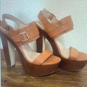 Elegant Tan Platform Heels